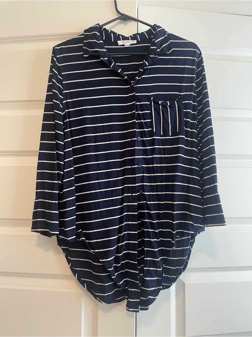 beachlunchlounge Navy & White Striped Button-Up Blouse